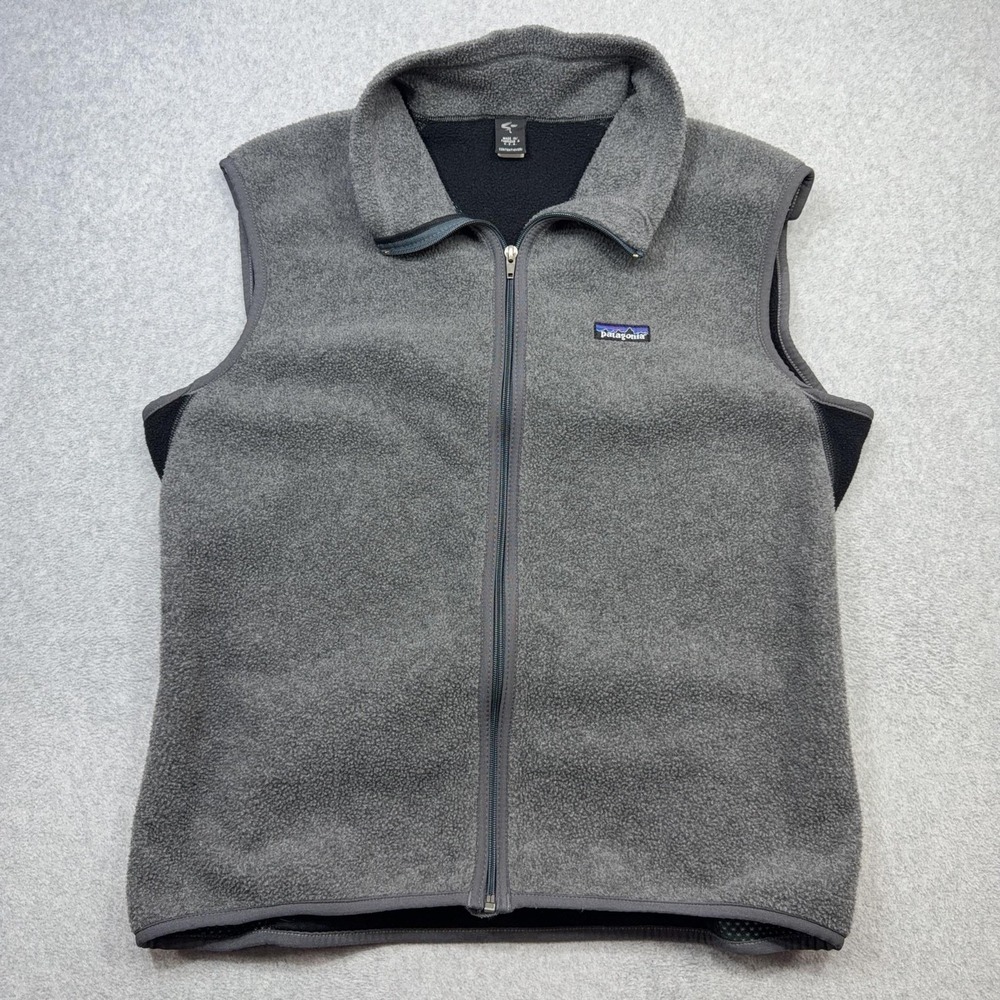 Vintage Patagonia Unisex Flyer Vest Men Large Gray Fleece Zip Pocket USA Outdoor